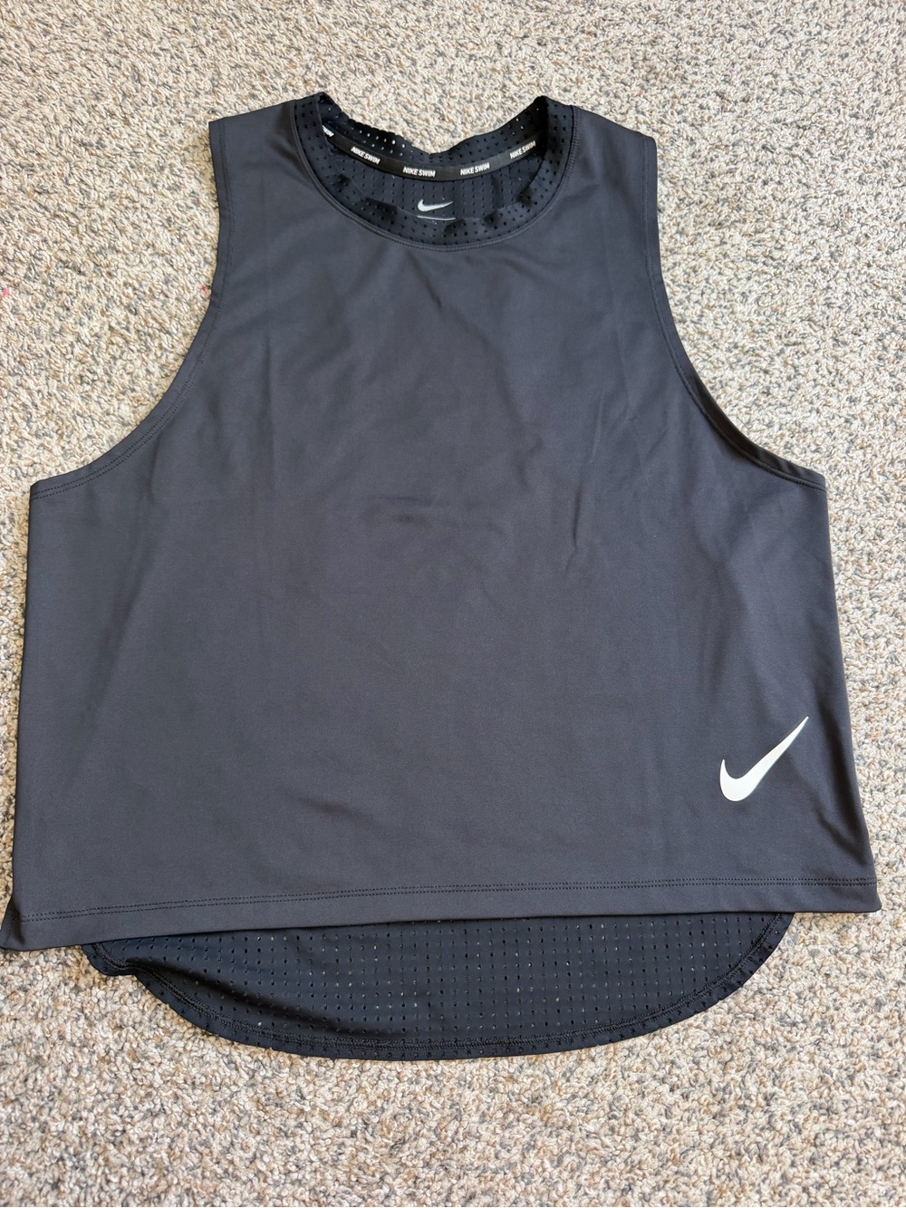 Nike Women’s Black Athletic Tank with White Swoosh